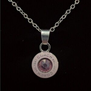COACH Pink Charm Silver Necklace